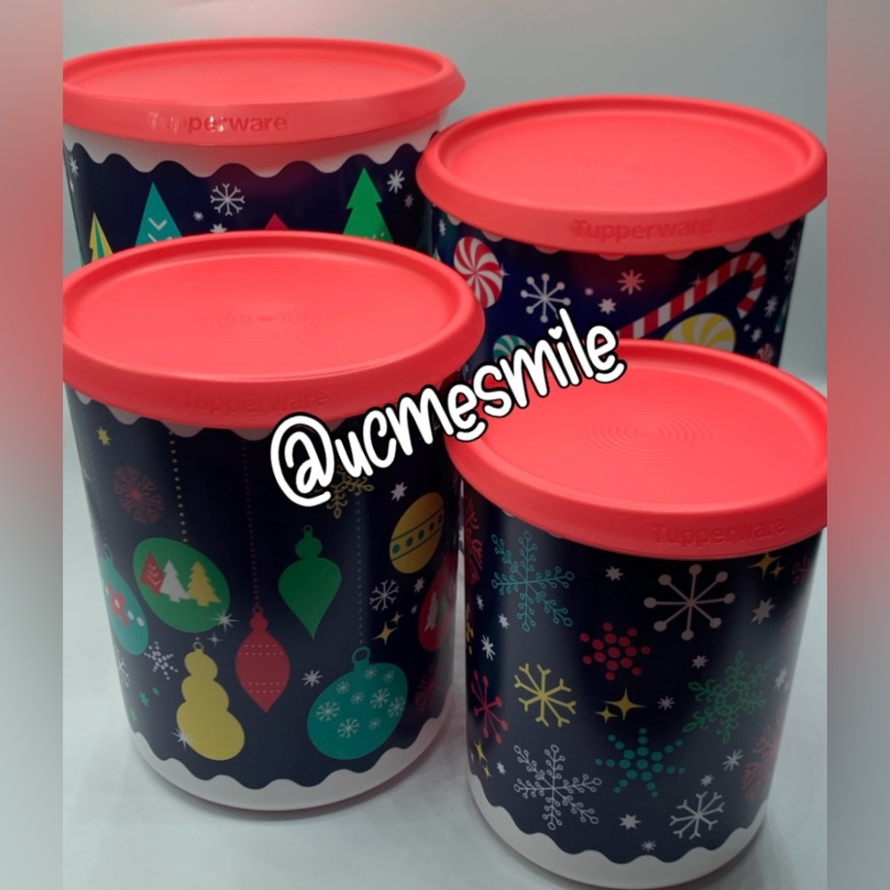 Tupperware Holiday Christmas One Touch Canister Set